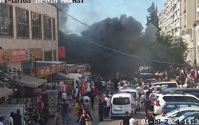 Bakıdakı yanğın söndürüldü - Video - Yenilənir